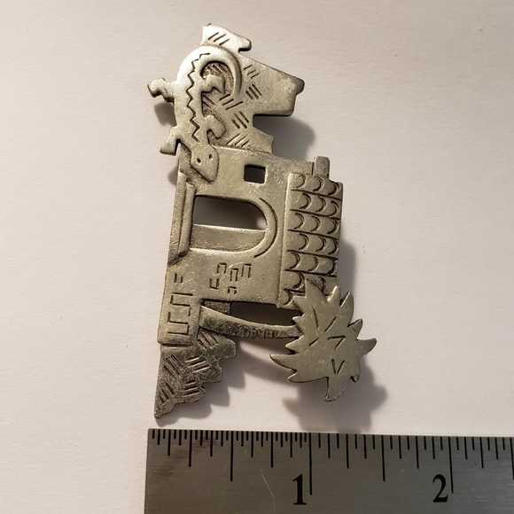 Vintage JJ Jonette Southwest Gecko Adobe Palm Tree Brooch - Picture 5 of 7